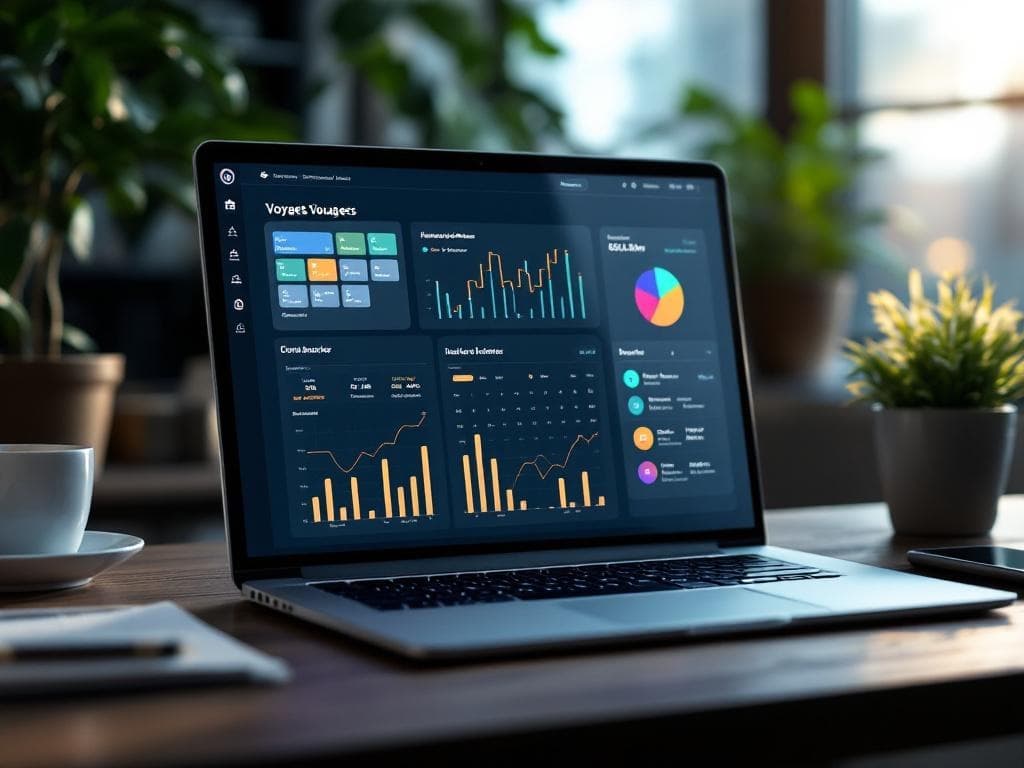 Dashboard de gestion des voyages d'affaires affichant les réservations et budgets en temps réel