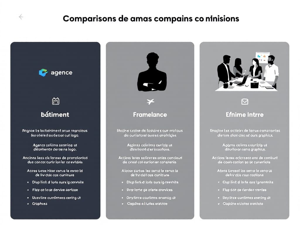 Schéma comparatif des trois modèles : agence, freelance, équipe interne