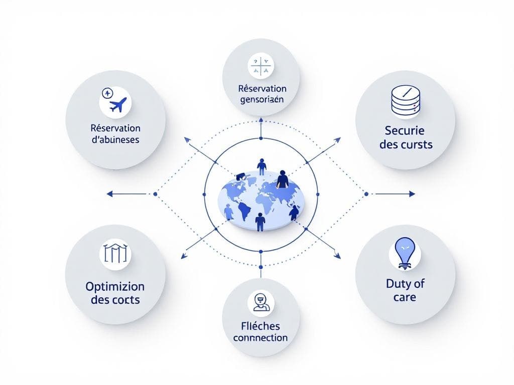 Schéma des services interconnectés de gestion des voyages d'affaires
