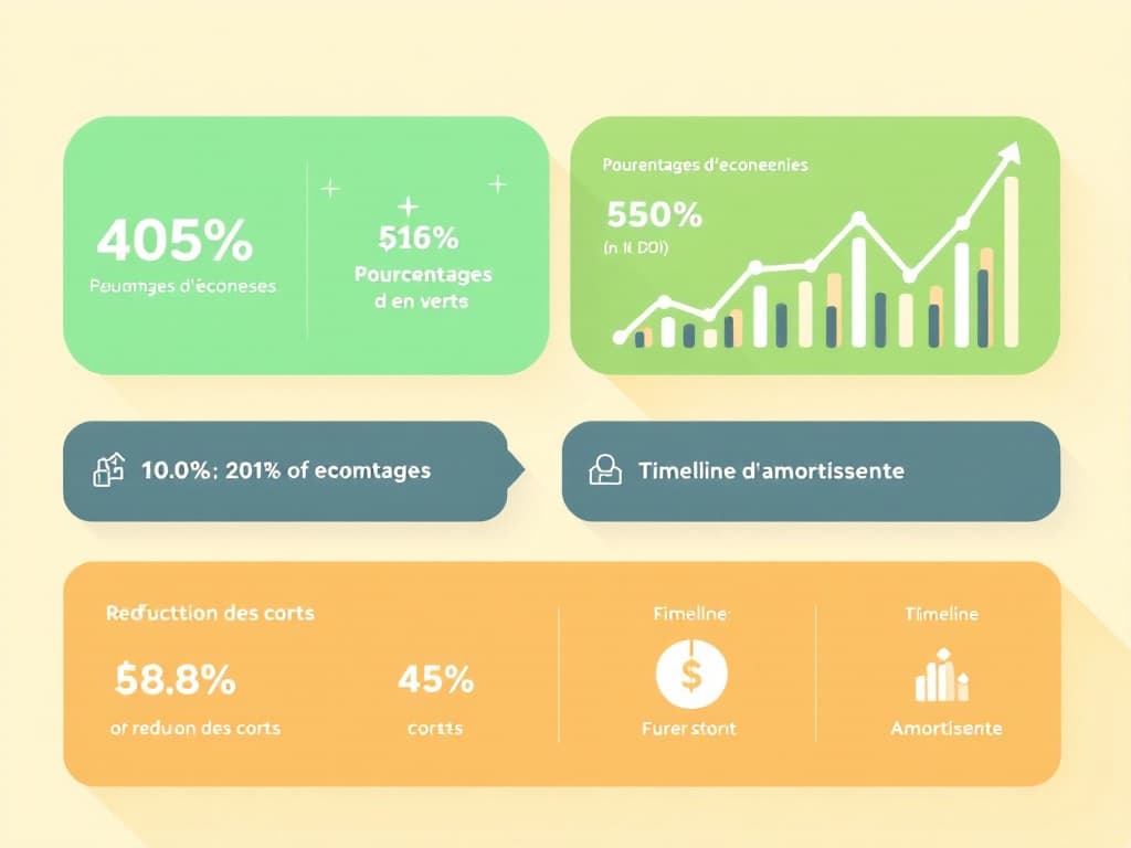 Tableau de bord montrant le ROI et les économies réalisées en gestion de voyages d'affaires