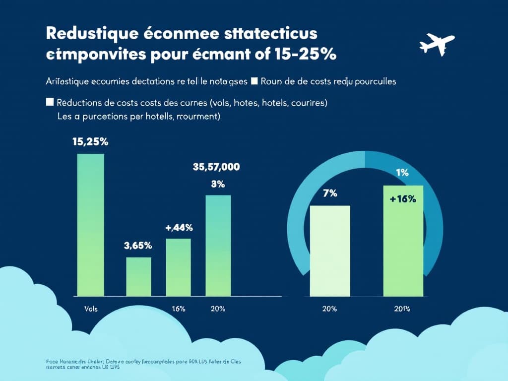Graphique statistique montrant les économies typiques réalisées par les entreprises avec un service de voyages d'affaires professionnel
