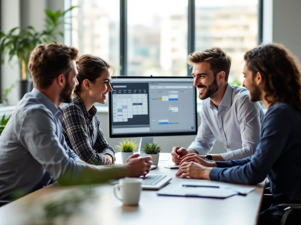 Équipe interne de travel managers collaborant sur les déplacements professionnels