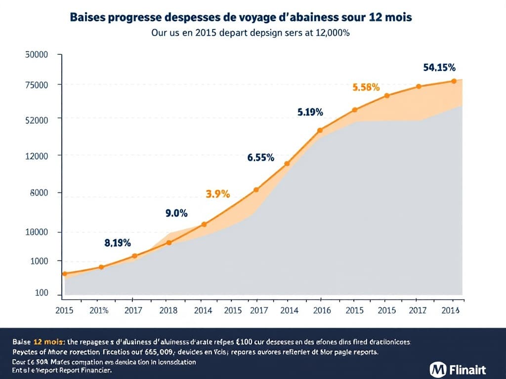 Graphique de réduction des coûts de voyages d'affaires : courbe de dépenses en baisse